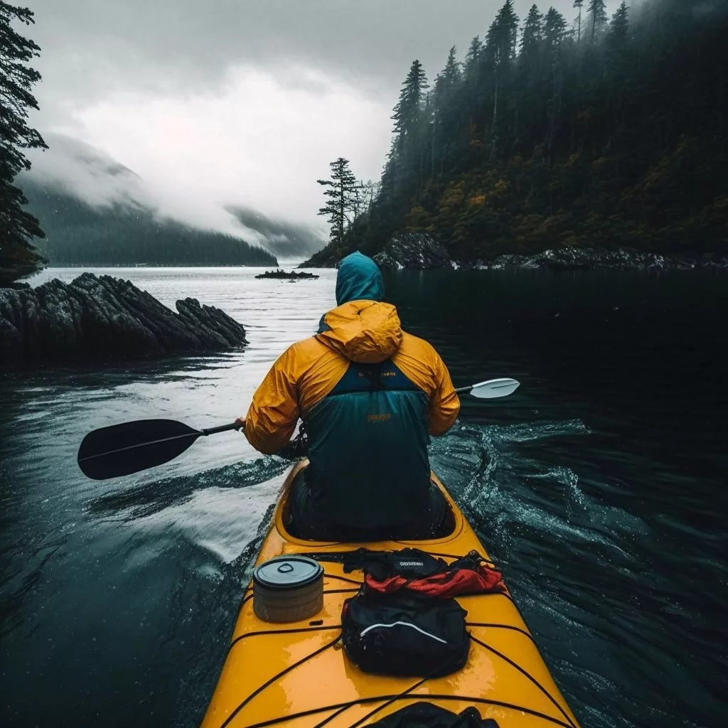 kayaking in the rain